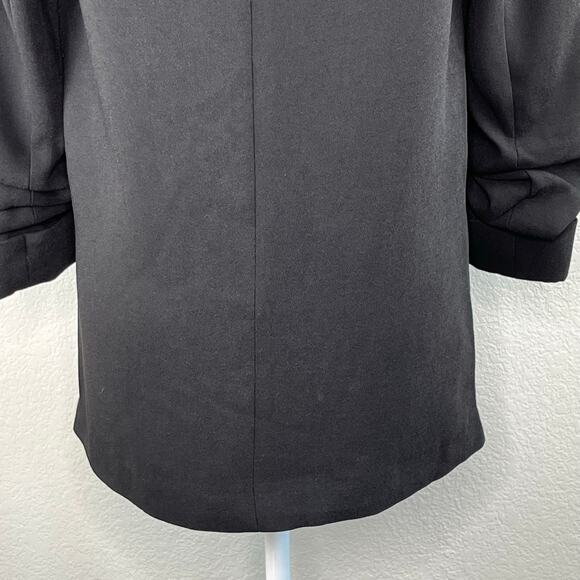 Truth Black Open Front Notch Lapel Ruched Sleeve Blazer NWT Medium - Picture 10 of 13